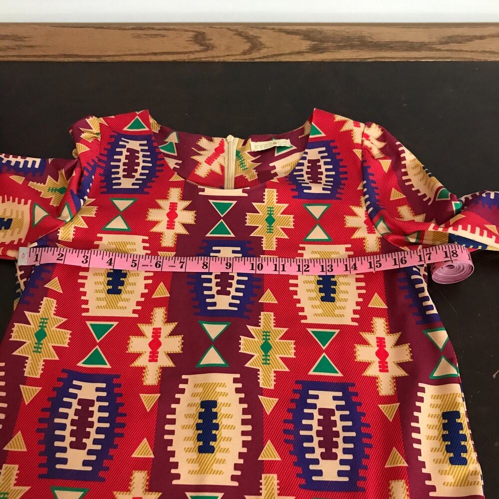 Anthropologie Eyedoll Wildfires Dress S Geometric Drop Waist Long Sleeve Boho - Picture 6 of 12